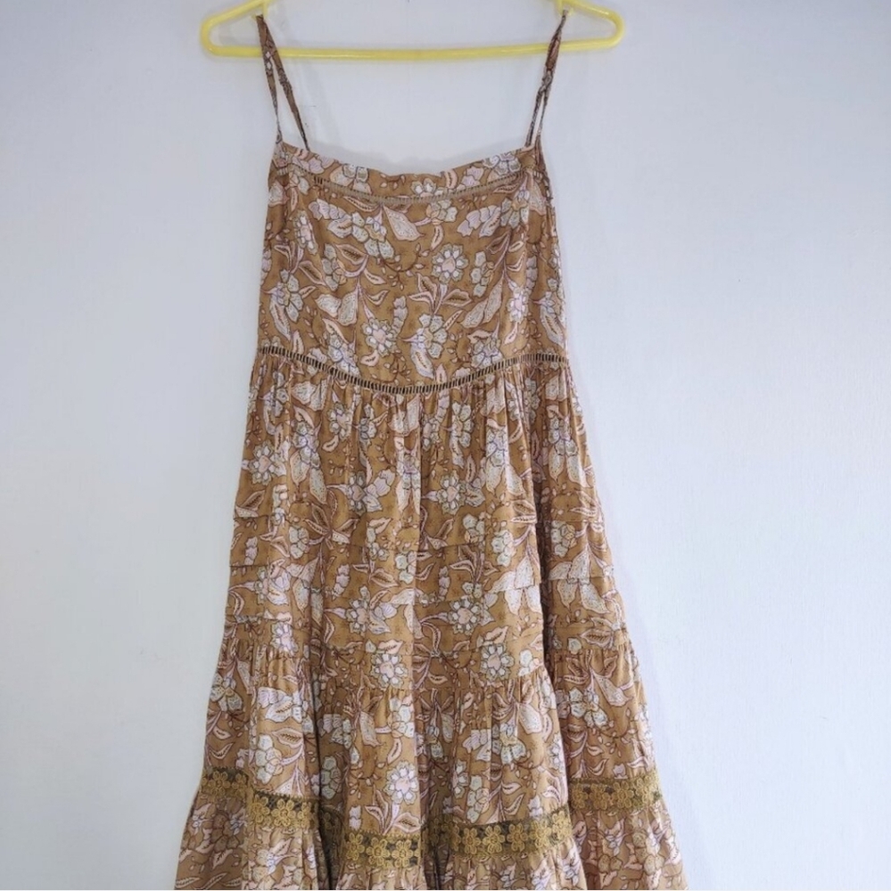 Jaase Boho Tiered Golden Yellow Tiered Mini Dress | NWT| Size Medium - Picture 3 of 11